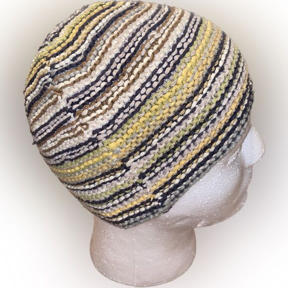 Roots Multicolor Knit Beanie Skull Cap Brown Black Yellow Green White - Picture 3 of 6